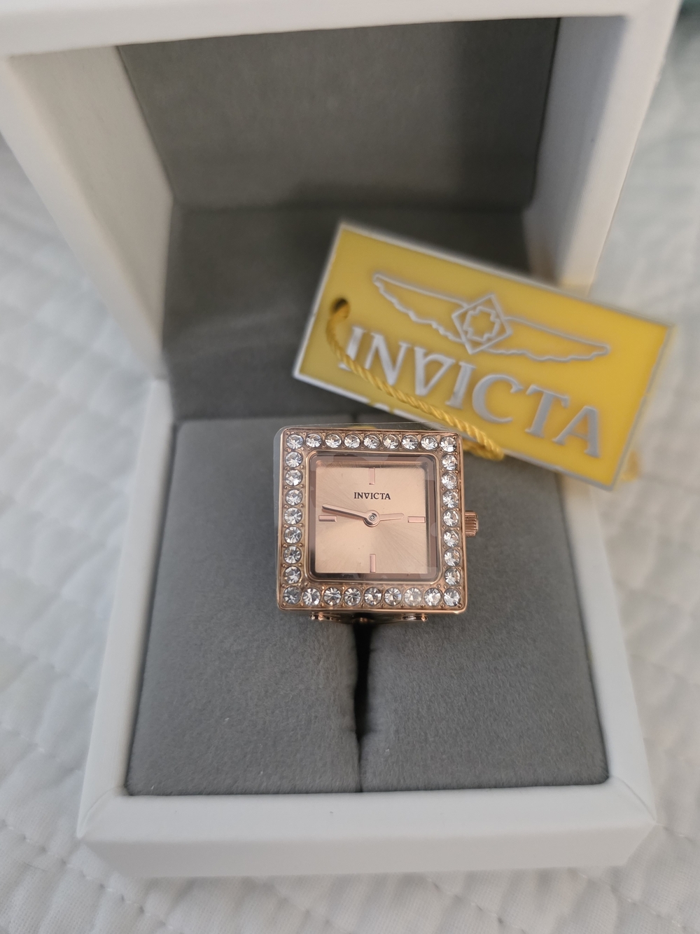 Invicta Angel Ring Watch Gold With Crystal Accents
